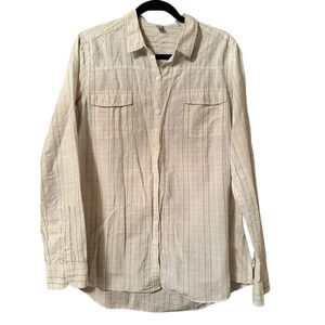 Toad & Co. Button Down cream/Grey L outdoor active hiking camping tencel blend